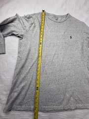 POLO RALPH LAUREN CREW T-SHIRT L GRAY LONG SLEEVE POCKET Embroidered PONY Logo