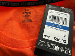 Under Armour Men’s Project Rock Simple Branded Sz L / XL Orange T Shirt New