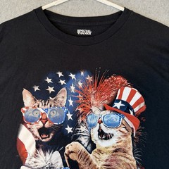 Cats T-Shirt Shirt * XXL * Flag Firework 4th Of July * VG * Patriotic Holiday
