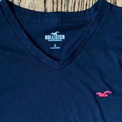 Like New Hollister California Mens V-Neck Short Sleeve Black T-Shirt, S