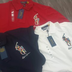Polo Ralph Lauren Custom Fit Big Pony Mesh Polo Cotton Tshirts Navy color Medium