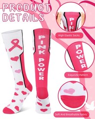 12 Pairs Breast Cancer Awareness Socks Bulk Pink Ribbon Knee High Compression…