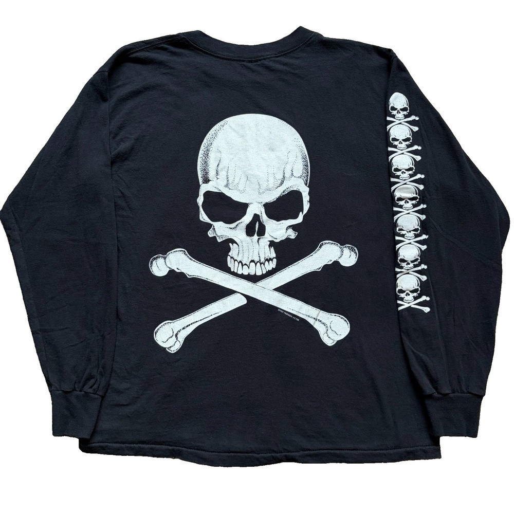 Fashion Victim Skulls Long Sleeve Black/White T-Shirt 1991 Large Single Stitch