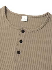AMen’s Collarless Breasted Henry Shirt Top Fitness High Stretch Base Shirt