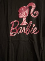 Mattel Barbie Silhouette T Shirt SzL Black Pink Tie Dye Splatter Graphic Tee New