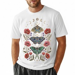 Celestial Moth T-Shirt Luna Moon Phase Flower Cottagecore Witchy Tee