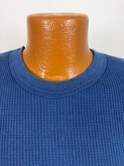 Vintage 80s Waffle-Knit Thermal Shirt Men Large Tight Stretch Outdoors Blue USA