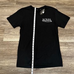 Von Dutch Men’s T-Shirt Small Black White Spellout Logo Y2K Graphic Tee NWT