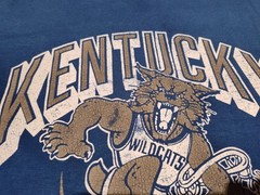 VINTAGE Swingster Kentucky Wildcats 80s Blue Graphic T-Shirt XL Made In USA NCAA