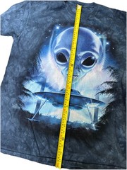 THE MOUNTAIN Alien UFO Graphic Tee Mens L 2013 Blue Acid Wash Shirt