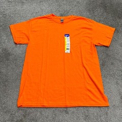 Gildan G5000 Heavy Cotton Basic T-Shirt Mens Large Orange Crew Neck Tee NWT New