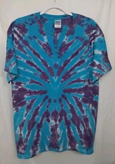 New Tie Dye Men’s T-Shirt Blue Purple Adult Large Multicolor Summer Spider