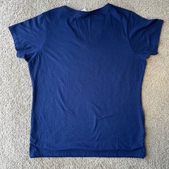 Machine Gun Kelly T Shirt “Lace Up” Woman’s XL Navy Blue V-Neck Graphic