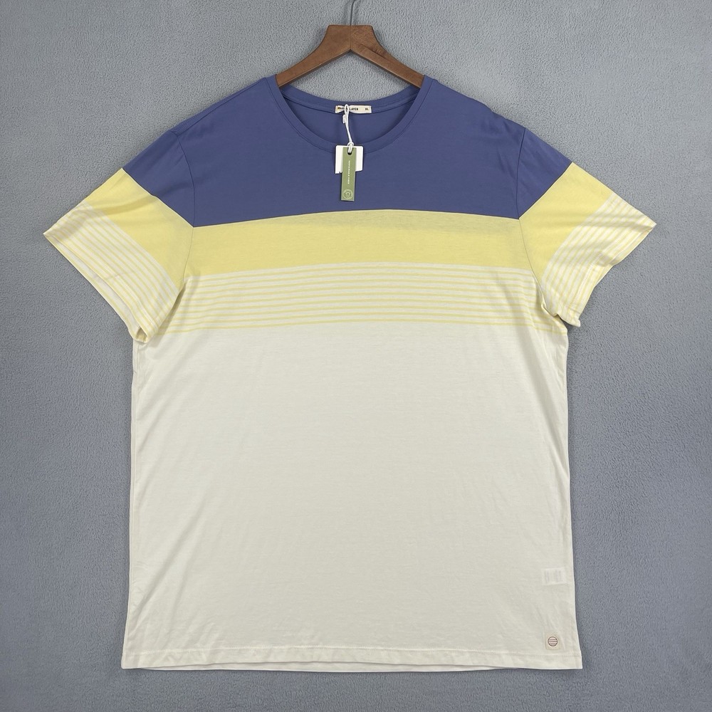Marine Layer Shirt Men XL Blue Yellow Tee Short Sleeve Casual Lightweight NWT