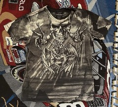 Affliction Puppet Master Shirt Angels vs Demons Gray Men’s XL Rare Y2K