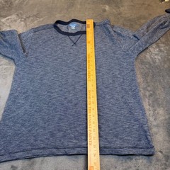 Old Navy Thermal Shirt Mens Large Navy Blue Marled Waffle Knit Long Sleeve