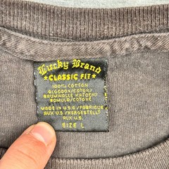 Lucky Brand Mens Classic Fit Graphic T-Shirt Brown Cotton Made in USA Large 0607
