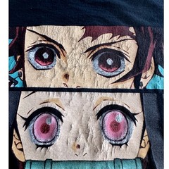 Demon Slayer Kimetsu No Yaiba Anime Black T-Shirt Character Graphic Unisex Sz L