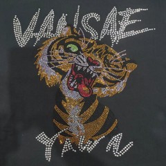 New Men Luxury Diamond Tiger Rhinestones Fashion Black White T-Shirt