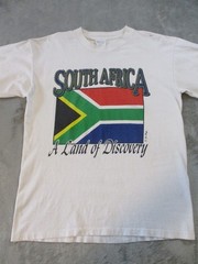 Vintage South Africa Shirt Mens Large White Red Green Flag Single Stitch USA