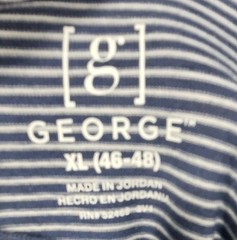 NWT George Men’s Crewneck T-Shirt Blue & White Striped Size XL (46-48) Pocket