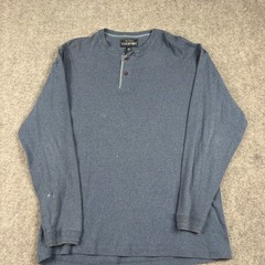 John Ashford Henley Mens XL Blue Long Sleeve Adventure Casual Outdoors Utility