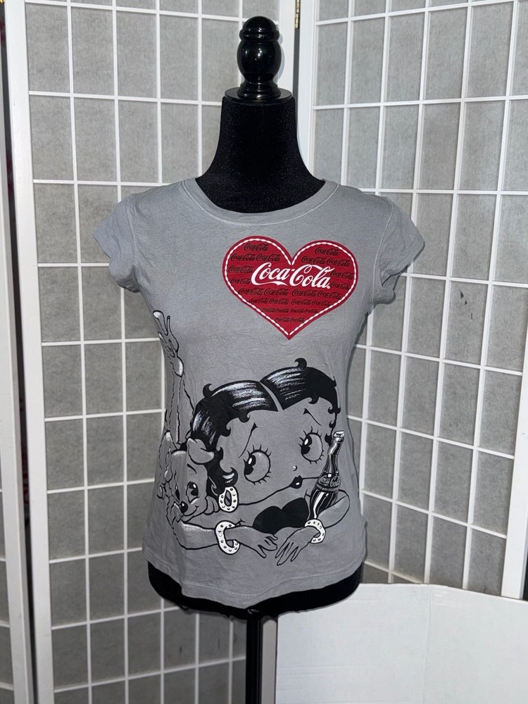 Vintage 1990’s Betty Boop Coca Cola Red & Gray T-Shirt Size Large