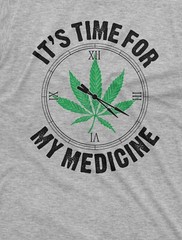Men’s Marijuana Weed Funny T-shirt Time for Medicine 4:20 Clock Cannabis Tee
