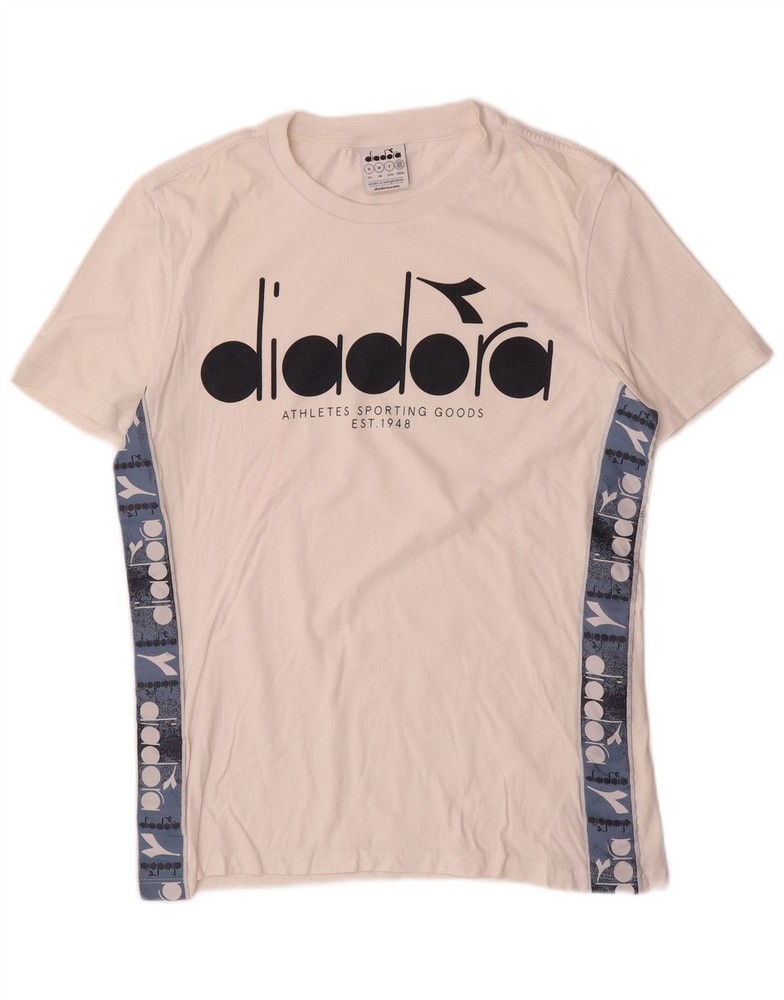 Diadora Mens Graphic T-Shirt Top Medium White Colourblock Cotton DN17