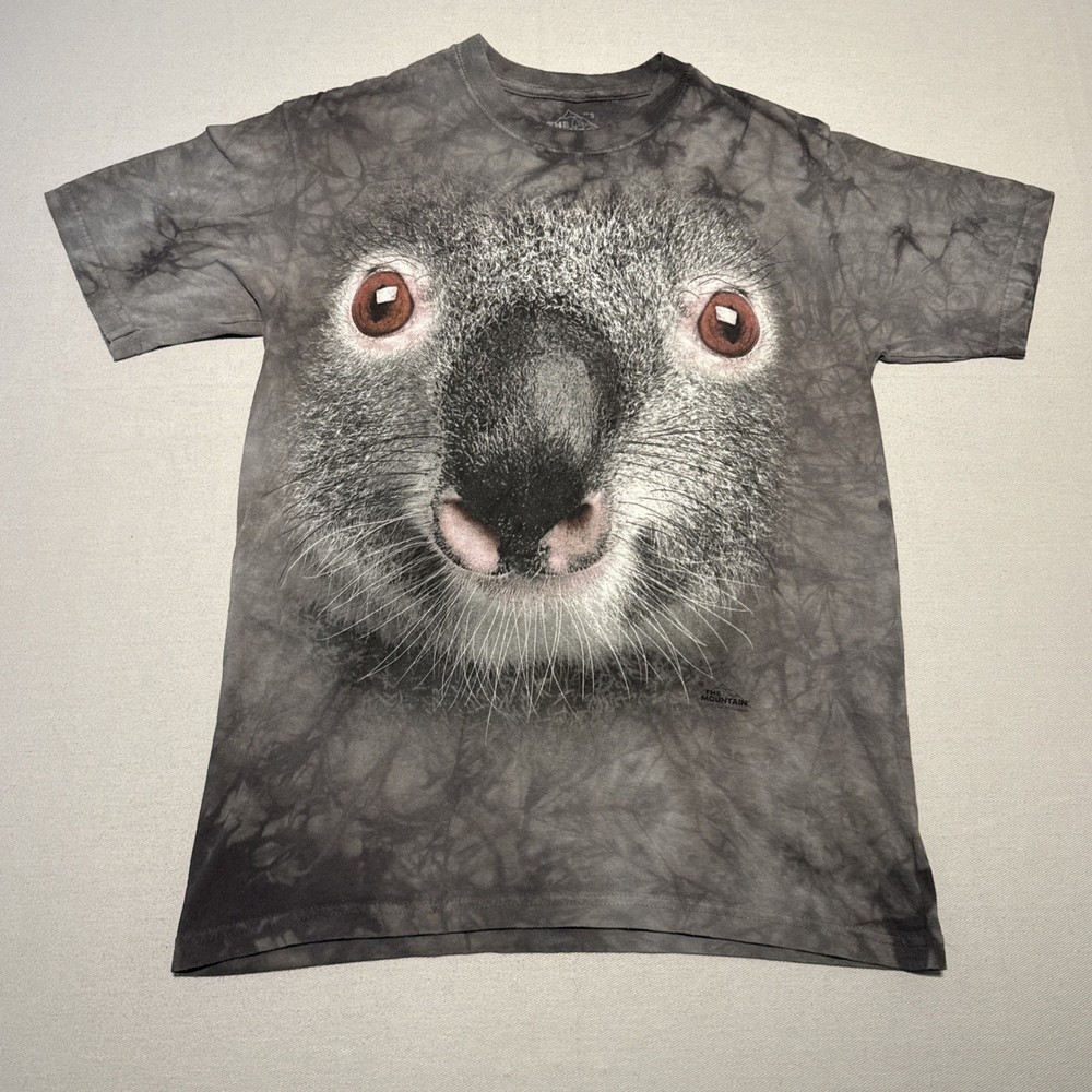 The Mountain T-Shirt Mens Smalll Grey Tie Dye Koala Animal Print Cotton Wildlife