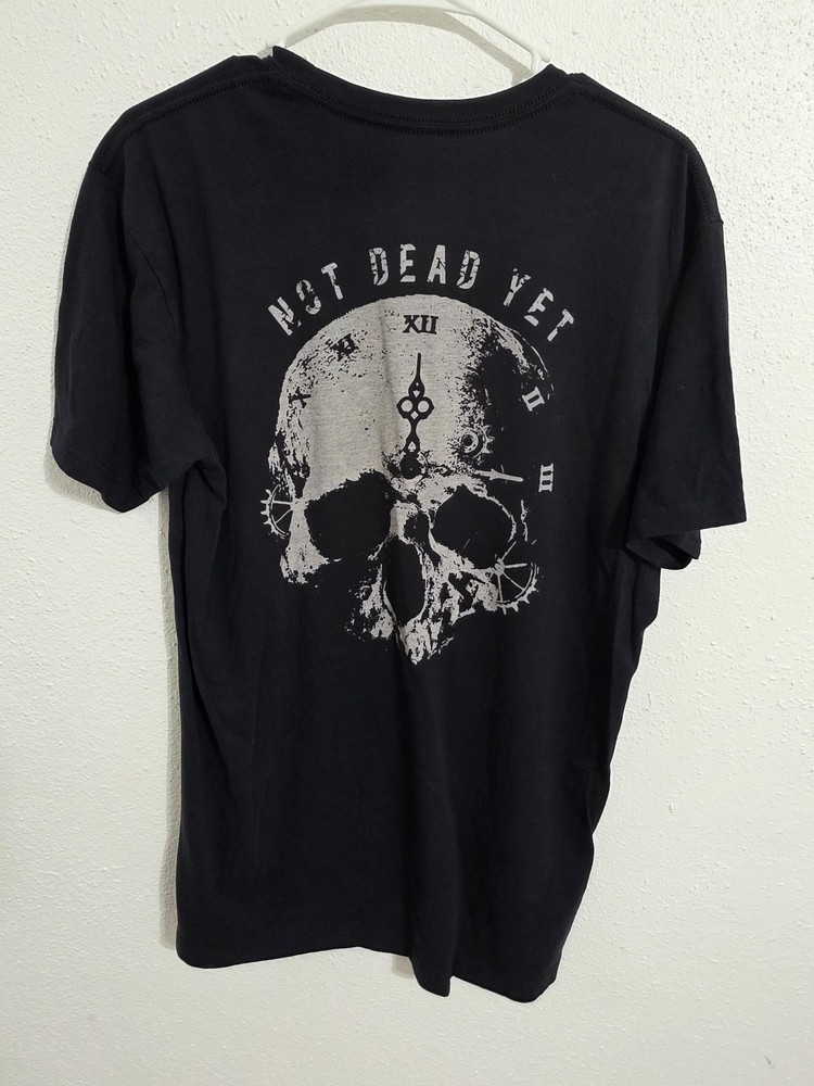 BC Shirt Mens Large Black Not Dead Yet Skull Clock Graphic Tee Gothic Streetwear