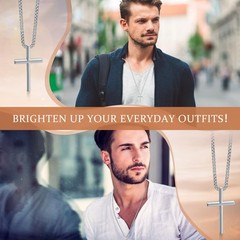 Cross Necklace Bulk Silver Stainless Steel Cross Pendant Chain Necklace for M…