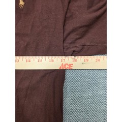 Polo Ralph Lauren Mens V-Neck T-Shirt Maroon Burgundy Cotton Pony Logo Size L