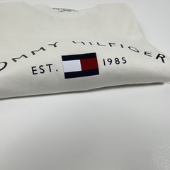 Tommy Hilfiger Men’s Crew Neck Short Sleeve Est. 1985 Flag Logo Tee M Beige