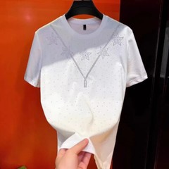 New Fashion Trend Stars Hot Diamonds Rhinestones Summer Luxury Men T-Shirt