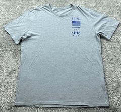 Under Armour Shirt Mens XL Gray Freedom 1776 Flag UA Logo Short Sleeve Tagless
