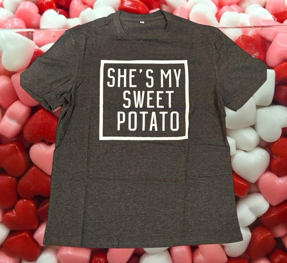 Men’s Small Graphic T-Shirt girlfriend ‘She’s My Sweet Potato’ Valentine’s Day