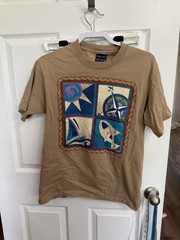 Vintage Blue Dolphin Nautical Graphic Tee Single Stitch 90s Beach Surf Medium SS