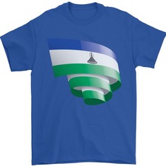 Curled Lesotho Flag Basotho Day Football Mens T-Shirt 100% Cotton