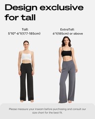 34″/32″ Inseam Tall Wide Leg Pants for Women 4-Way Stretch Loose Fit High Wai…