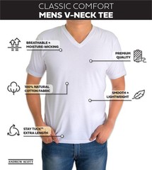 Classic Men’s White Short Sleeve Undershirts V Neck T Shirt – Multi & Bulk Wh…