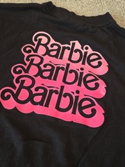 Mens Barbie Graphic T-shirt SZ LARGE Black & Pink 100% Cotton Front & Back
