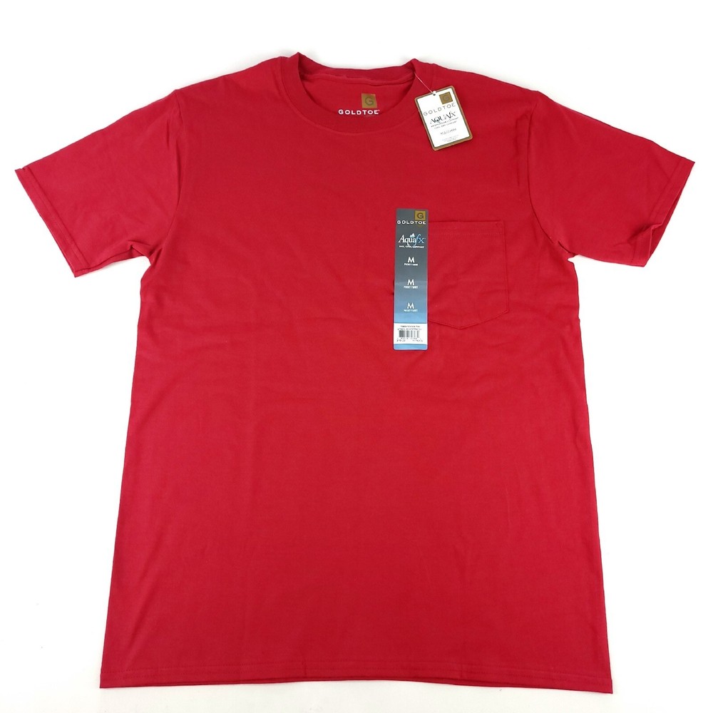 Gold Toe AquaFx Fitness Mens T-Shirt Pocket M Independence Red PreShrunk Cotton