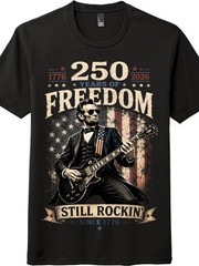 Patriotic Rock Guitar T-Shirt 250th Anniversary 4th of July American Flag Tee