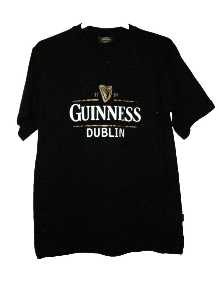 Guinness Official Merchandise T-Shirt Men M Black Crew Short Sleeve