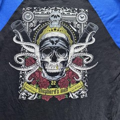 Shepherd’s Men Shirt Mens Medium Black Blue Raglan 3/4 Sleeve Graphic Tee