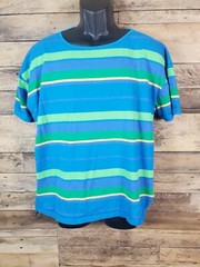 Limited Tshirt Men Blue Green Yellow Purple Striped Large Chest 48″ Length 25.5″