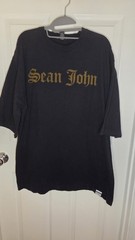 Sean John Shirt Mens 2XL Black Graphic Short Sleeve Cotton Crewneck Tee T-Shirt