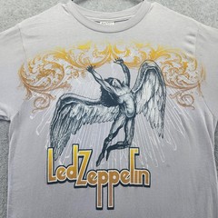 Led Zeppelin Shirt Mens Medium Gray Bay Island Sportswear Angel Graphic Tee Rock