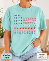 Coastal USA Flag Shirt, Patriotic Seashell Tee, Comfort Colors Beach Top